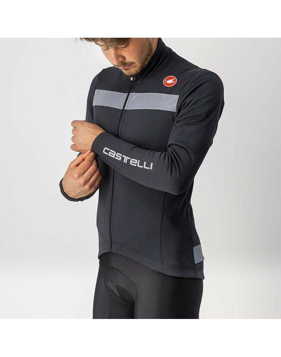 CASTELLI Puro 3 Heren Fietsjersey | Warm Wintershirt Met Reflectie, 3 Achterzakken, YKK Rits